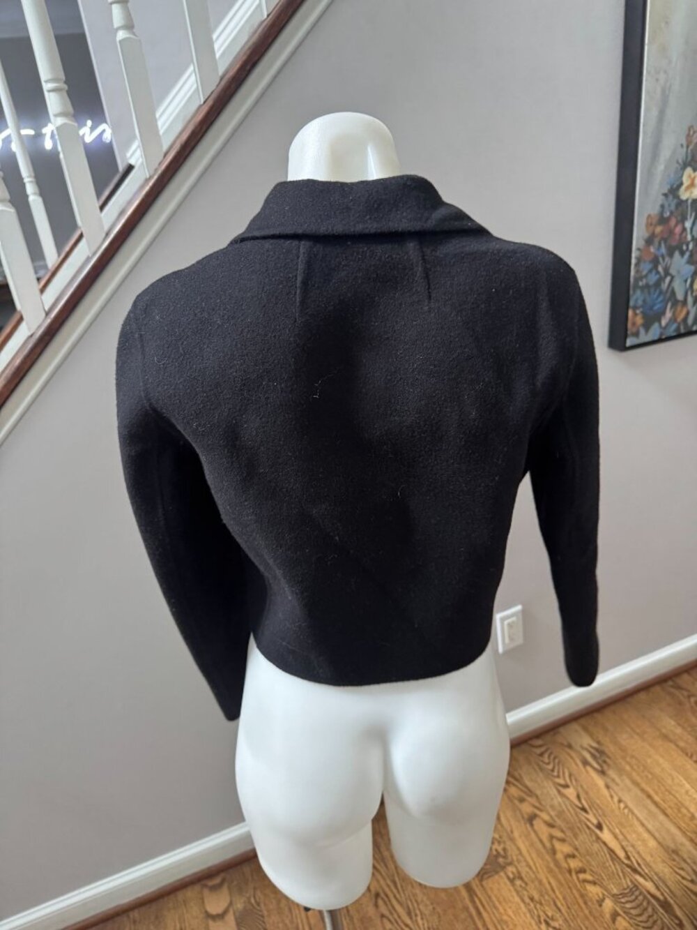 THEORY New Divide Wool Cashmere Cropped Blazer Jacket Black Size 2 - Picture 3 of 3